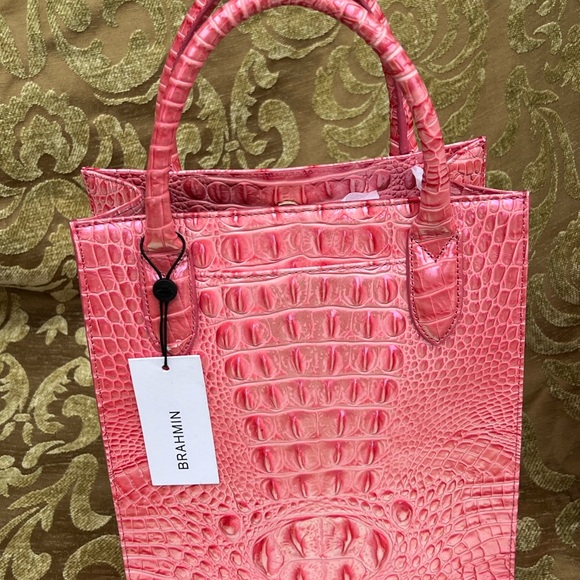 New with tags BRAHMIN Pink Punch Melbourne Genuine Leather Tote Purse - Picture 4 of 7